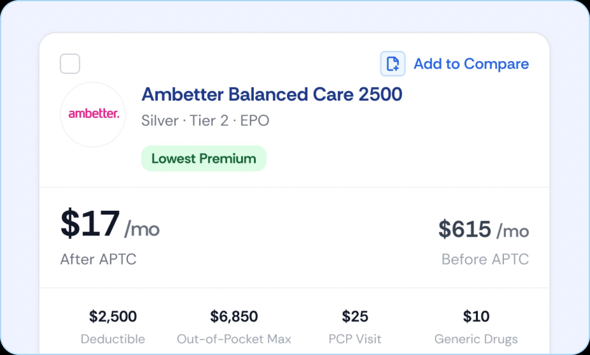 Live CMS marketplace data screen